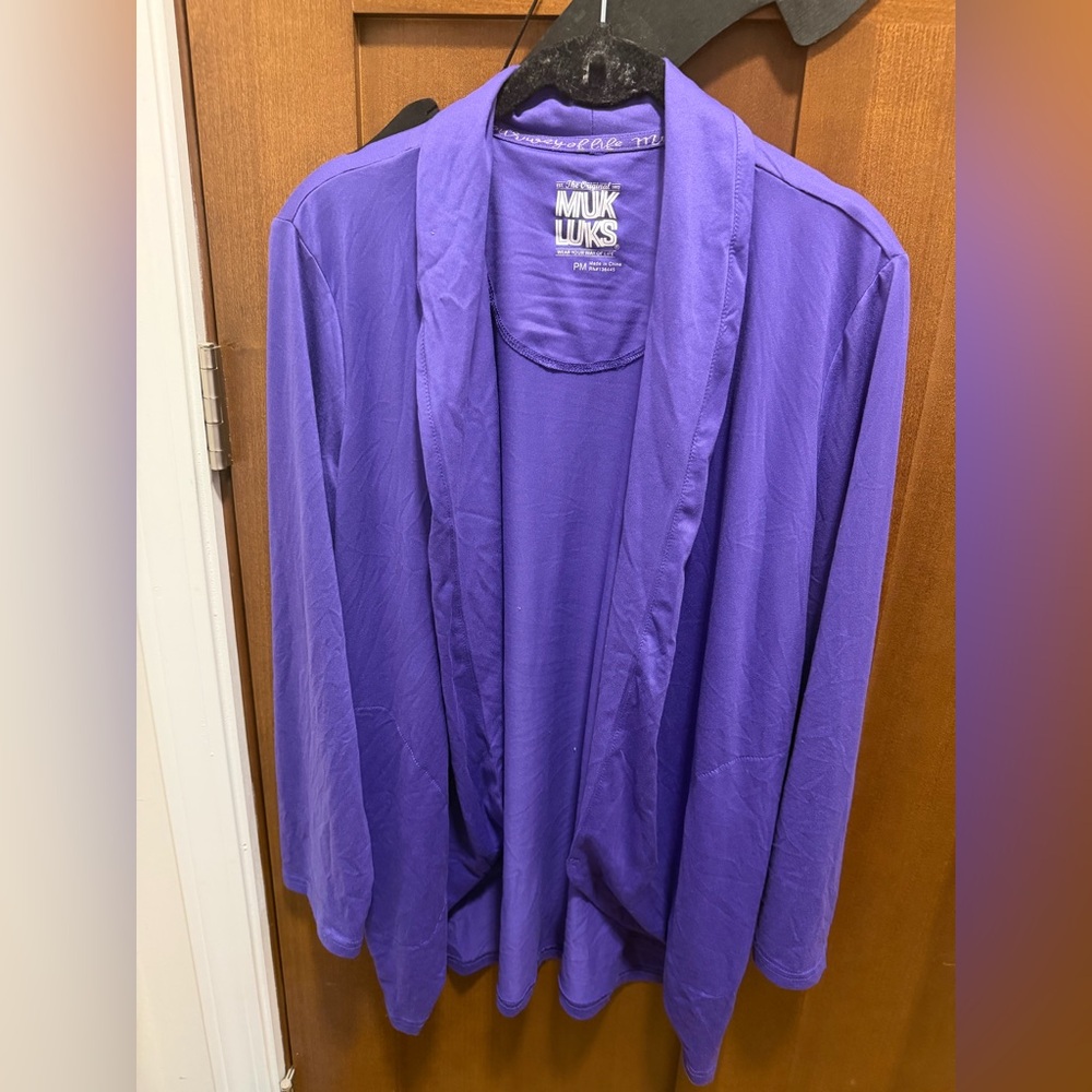 Muk Luks Women's Purple Open-Front Blazer Jacket